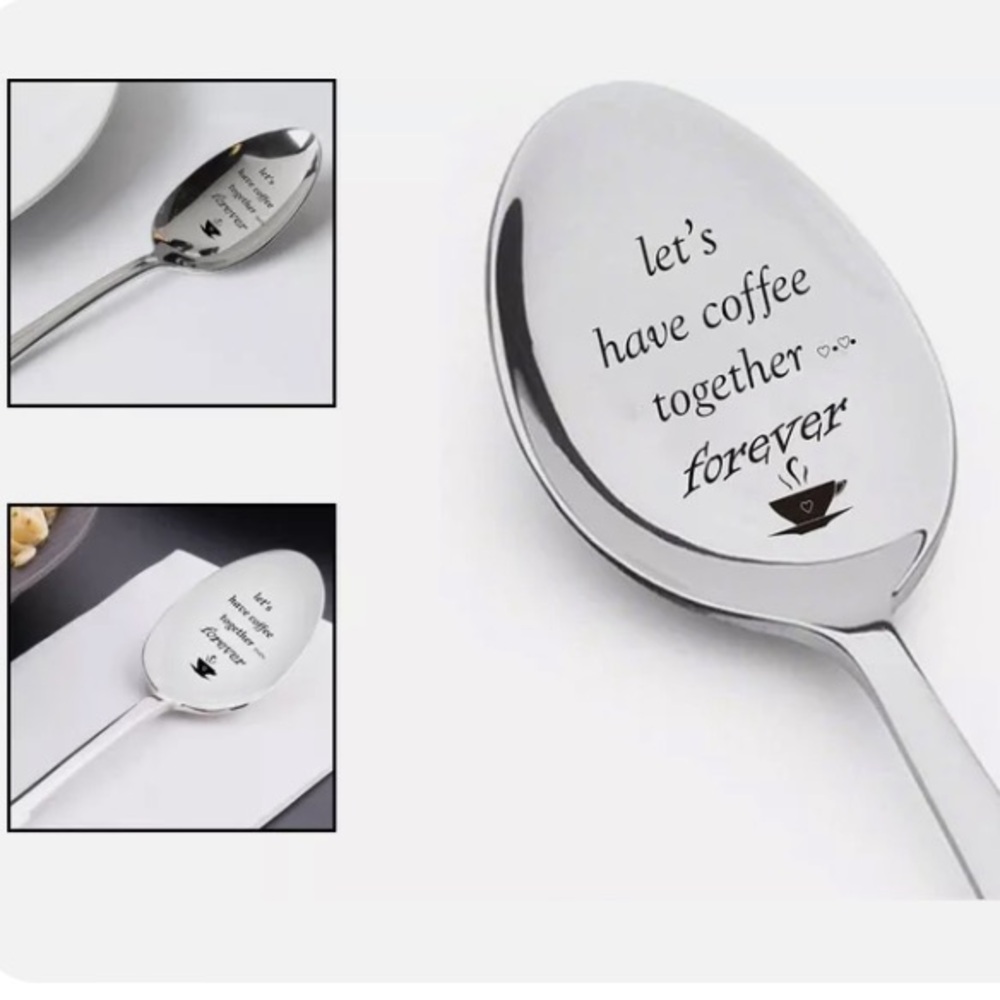 🎉New “Let’s Have Coffee Together Forever” StainlessSteelSilver Teaspoons